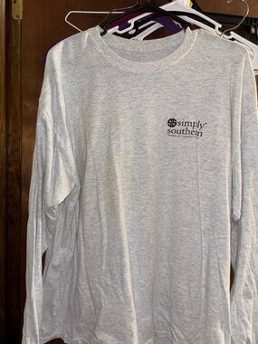 Simply Southern Light Gray Long Sleeve Pocket Tee with Logo